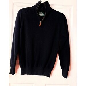 Bexley Mens Navy Blue 100% Geelong Lambswool Quarter Zip Sweater Size S